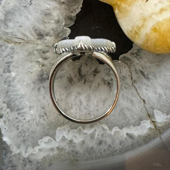 Carolyn Pollack Sterling Carved Mother of Pearl Decorated Cross Ring For Women - Picture 8 of 10